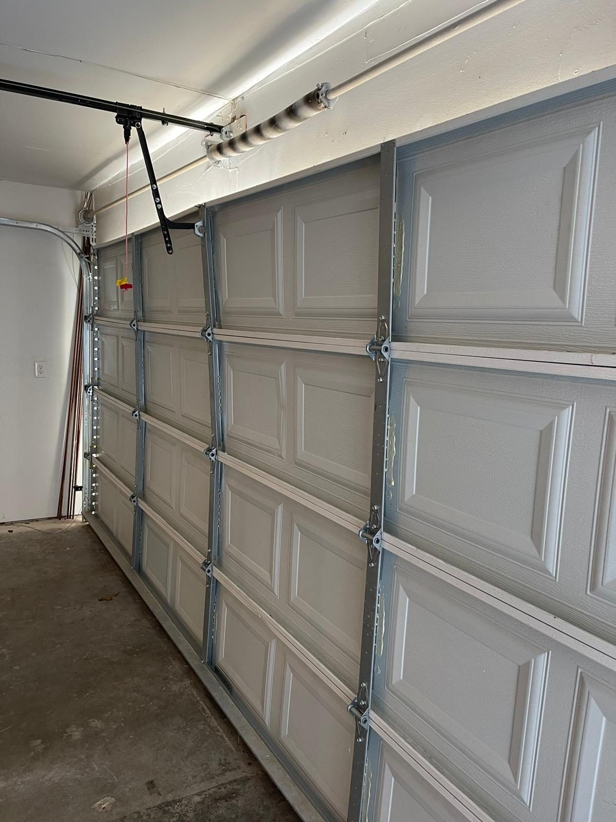Newly installed garage door interior